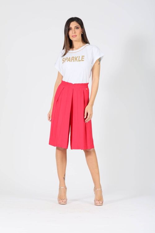 T-shirt in cotone con scritta glitterata