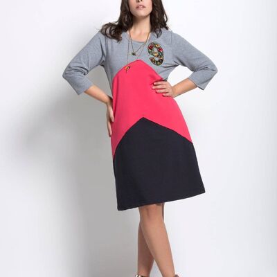 3-color fleece dress with applications