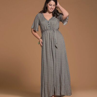 Robe longue en viscose à motifs