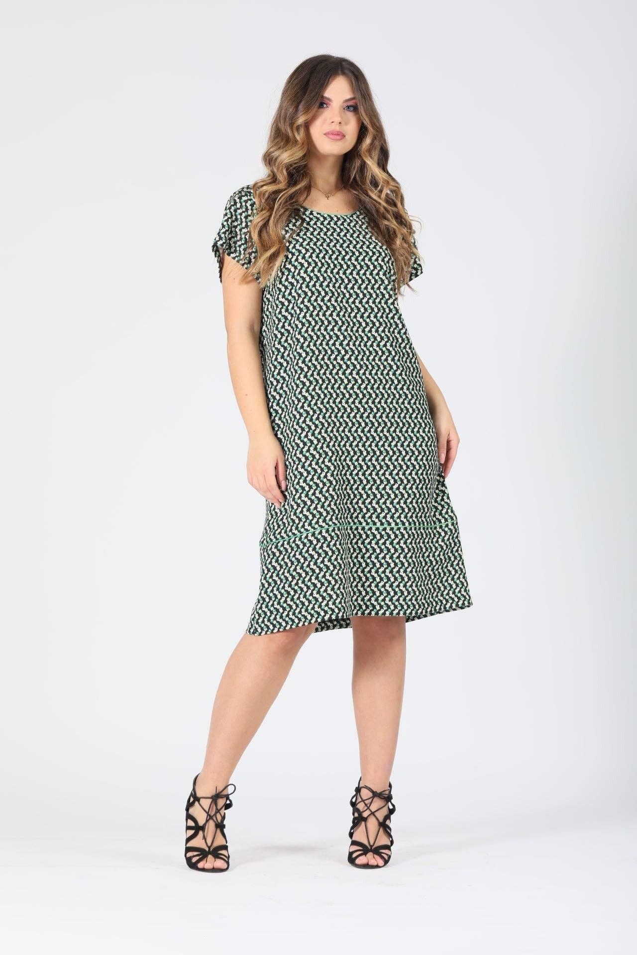 Vestito midì fantasia geometrica