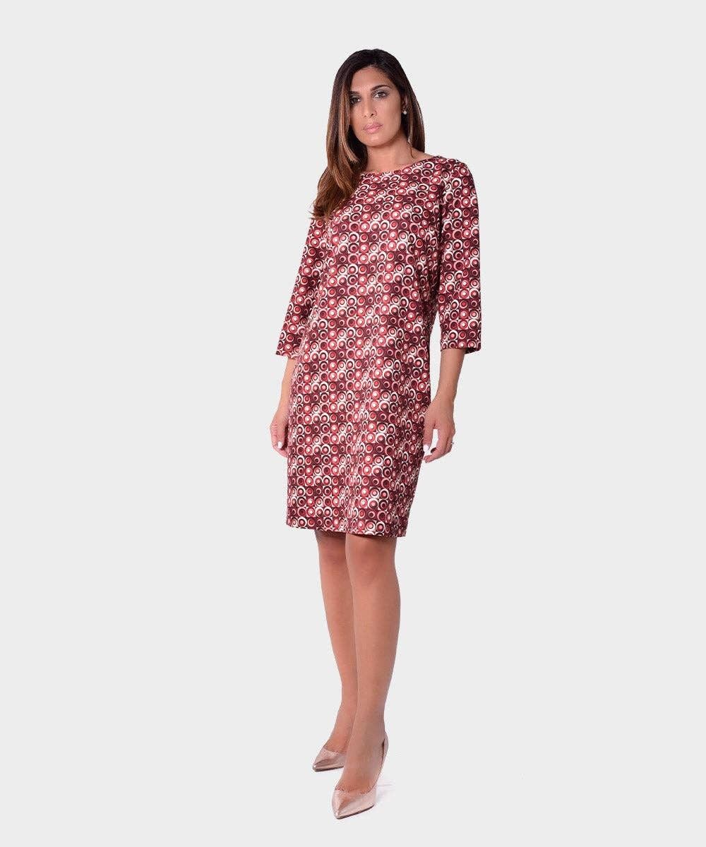 Geometric patterned midi dress with zip on the back