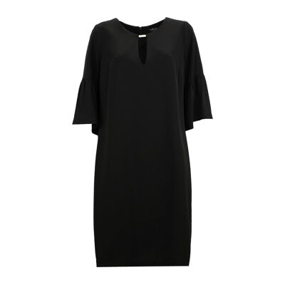 Vestido midi de cady manga 3/4 Negro