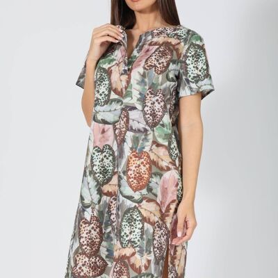 Vestido midi de algodón estampado