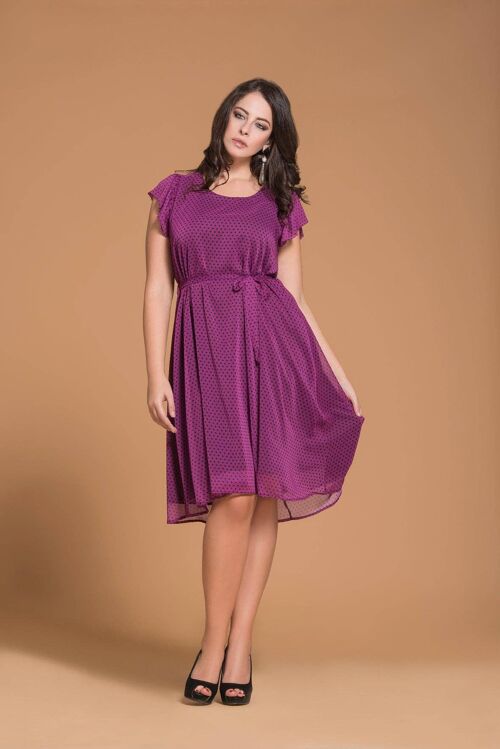 Vestito midi in georgette pois