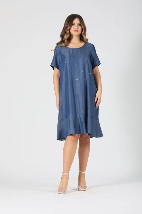 Vestito midi in tencel con applicazioni