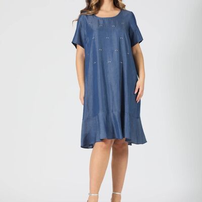 Vestito midi in tencel con applicazioni