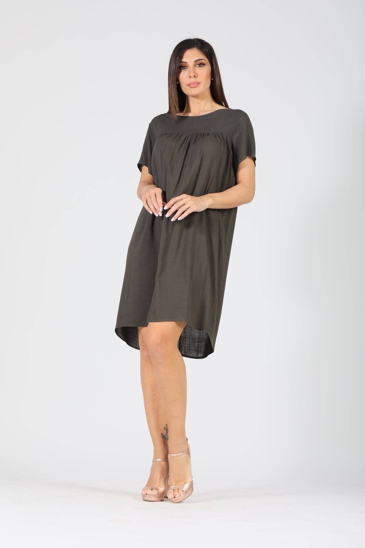 Vestito midi in viscosa linetta