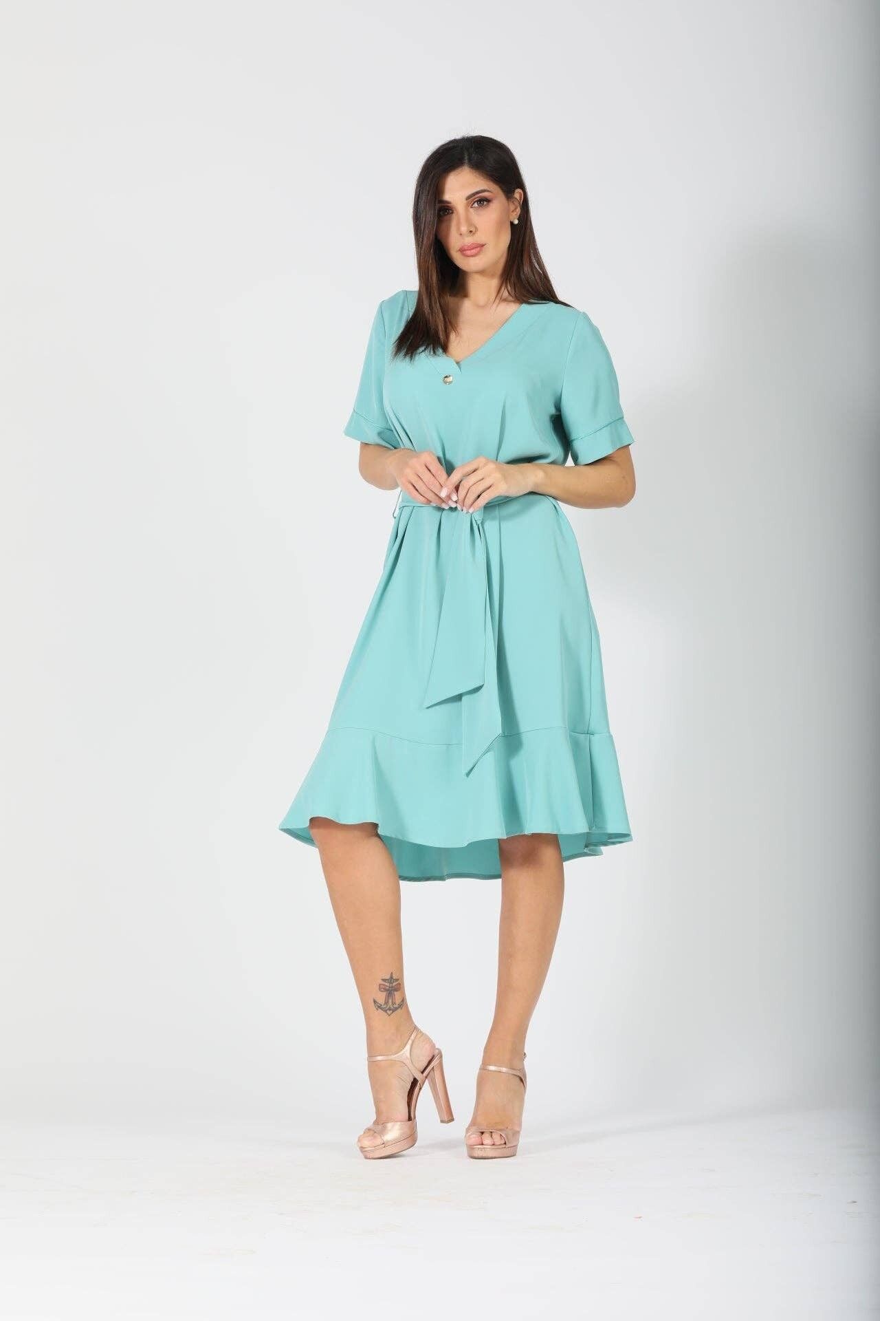 Vestito midi unito con profilo