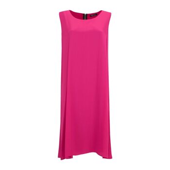 Robe midi en georgette unie avec zip au dos Magenta