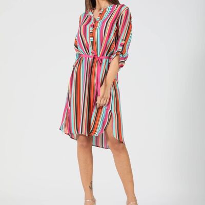 Multicolor striped viscose midì dress