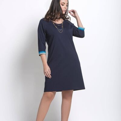 Plain dress in viscose w / lurex elastic cuffs