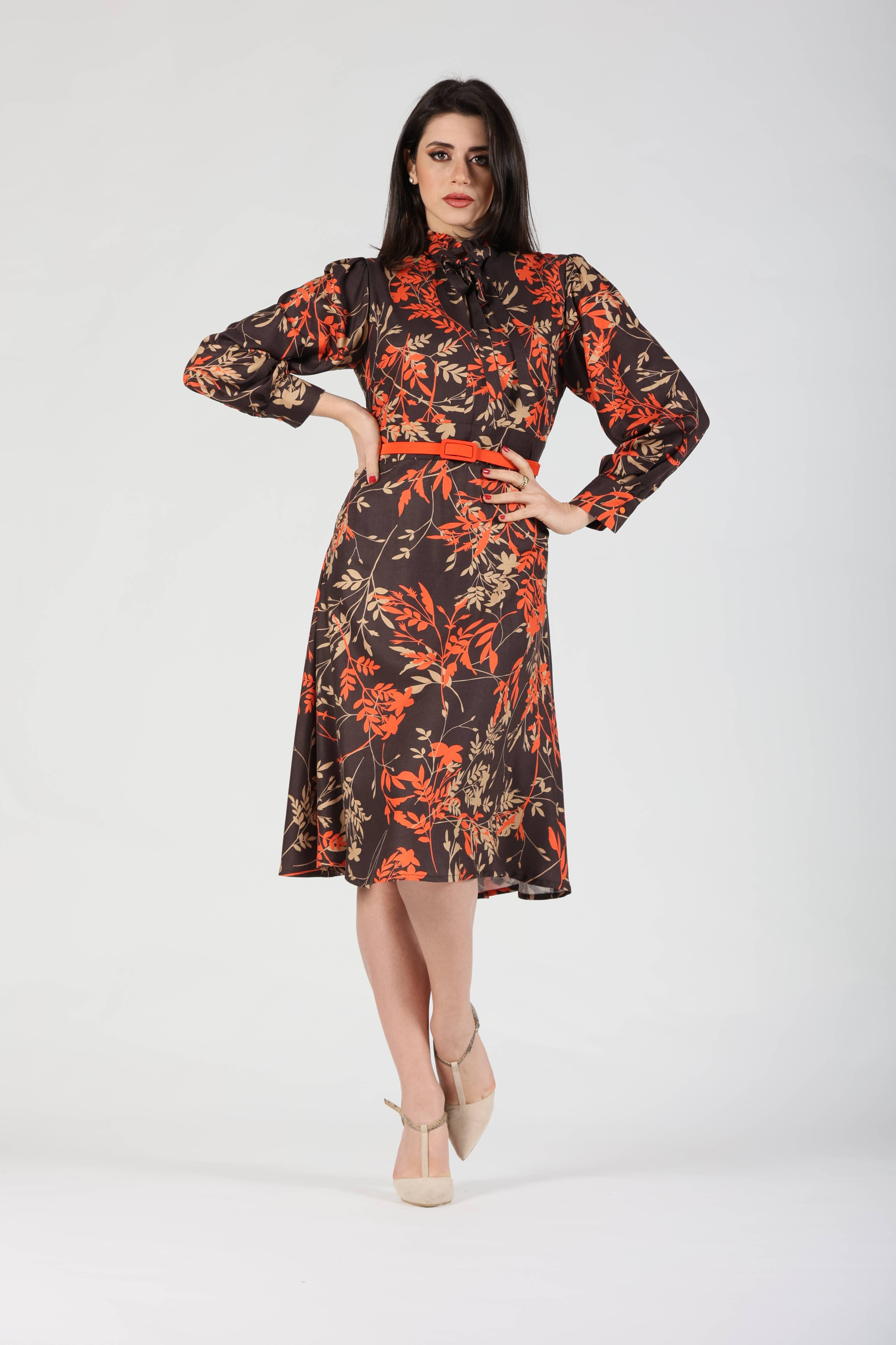 VESTITO VAJELLA VISCOSA FANTASIA CON FIOCCO AL COLLO