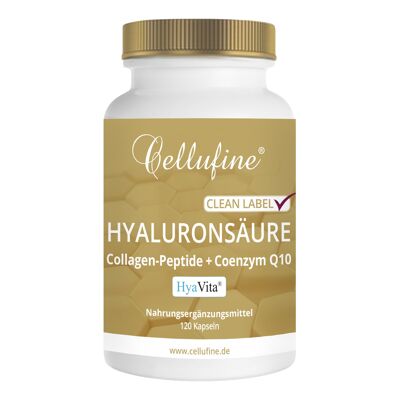 Capsule di acido ialuronico Cellufine® 100 mg con peptidi di collagene e capsule Q10 120