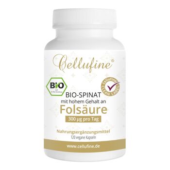 Cellufine® Épinards Bio Riche en Acide Folique - 120 Capsules Végétaliennes 1