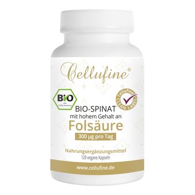 Cellufine® Espinacas Orgánicas Altas en Ácido Fólico - 120 Cápsulas Veganas