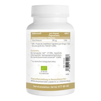 Cellufine® Épinards Bio Riche en Acide Folique - 120 Capsules Végétaliennes 2