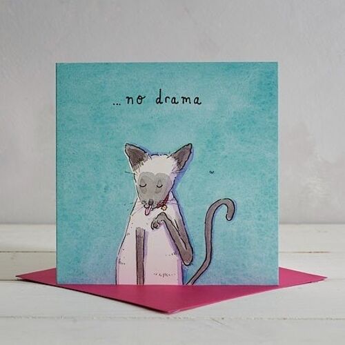 No Drama Cat Greetings Card