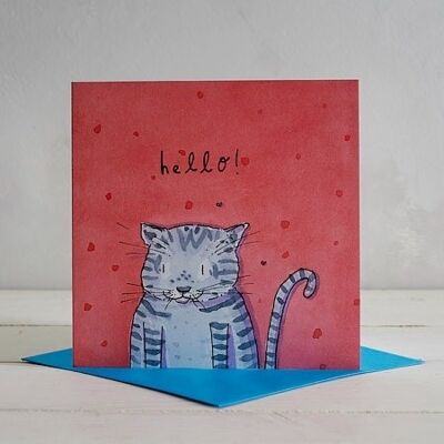 Hello Cat Greetings Card