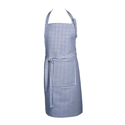 Apron CHECK made of half linen, color: blue