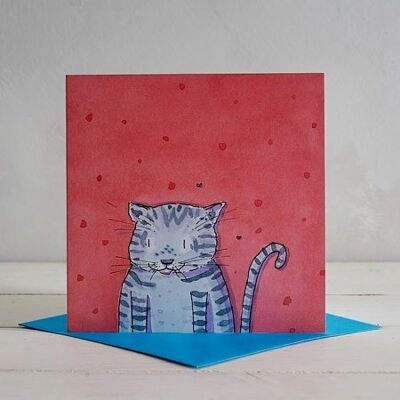 Grey Stripy Cat Greetings Card 'Edgar'