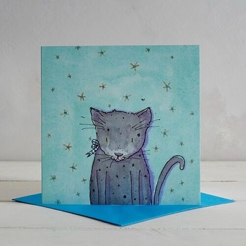 Grey Cat Greetings Card 'Bertie'