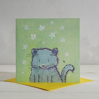 Carte de Voeux Fluffy Chat Gris 'Florence'