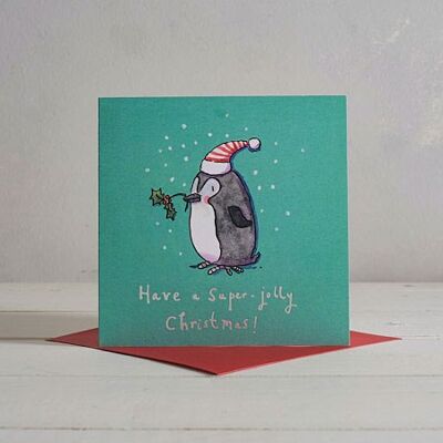Tarjeta de Navidad del pequeño pingüino