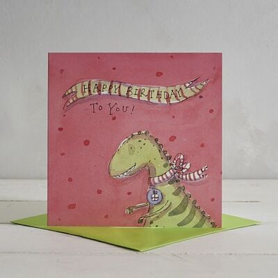 Cartolina d'auguri di buon compleanno Dotty T Rex