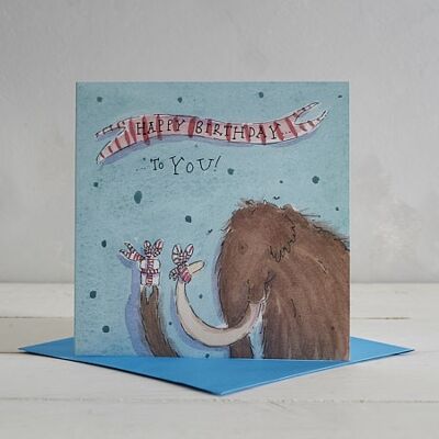Feliz cumpleaños mamut peludo tarjeta de felicitación