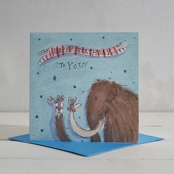 Joyeux anniversaire mammouth poilu carte de voeux