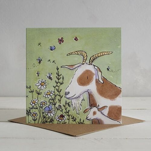 Goat Family Greetings Card 'Gertie & Pip'