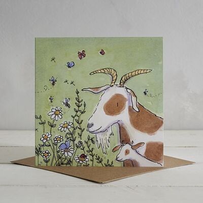 Goat Family Greetings Card 'Gertie & Pip'