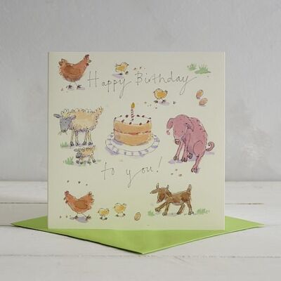 Happy Birthday Farmyard Greetings Card