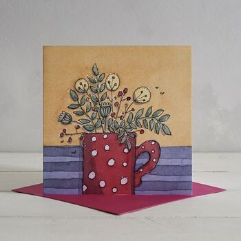 Carte de voeux tasse pot rouge