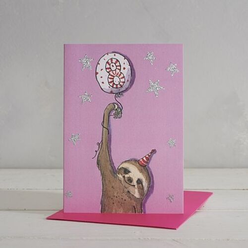 Happy Birthday Girls Age 8 Sloth Greetings Card