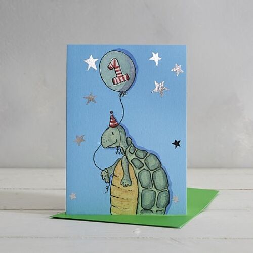 Happy Birthday Boys Age 1 Turtle Greetings Card