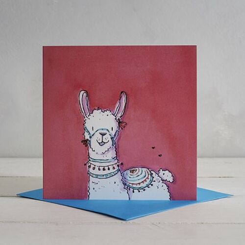 Red Llama Greetings Card 'Larry'