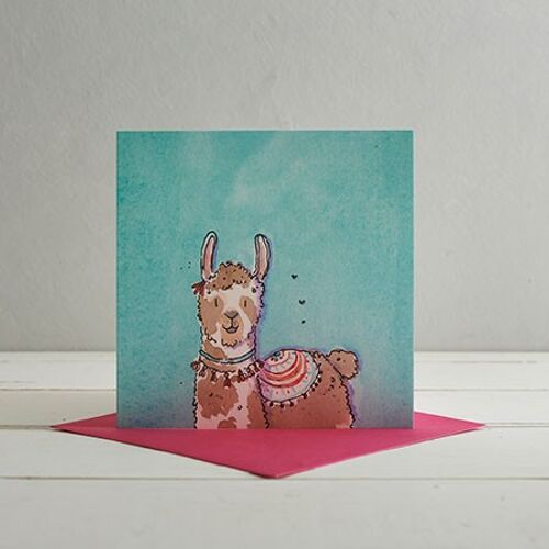 Blue Llama Greetings Card 'Lily'