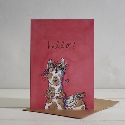 Hello Llama Greetings Card