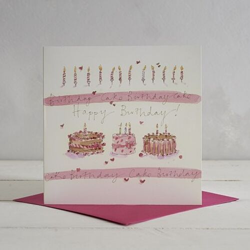 Happy Birthday 3 Cakes Greetings Card