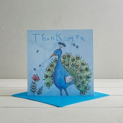 Gracias tarjeta de felicitación de pavo real