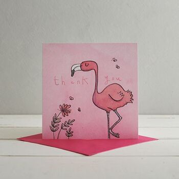 Carte de voeux Merci Flamingo