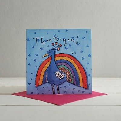 Tarjeta de felicitación gracias Rainbow Peacock
