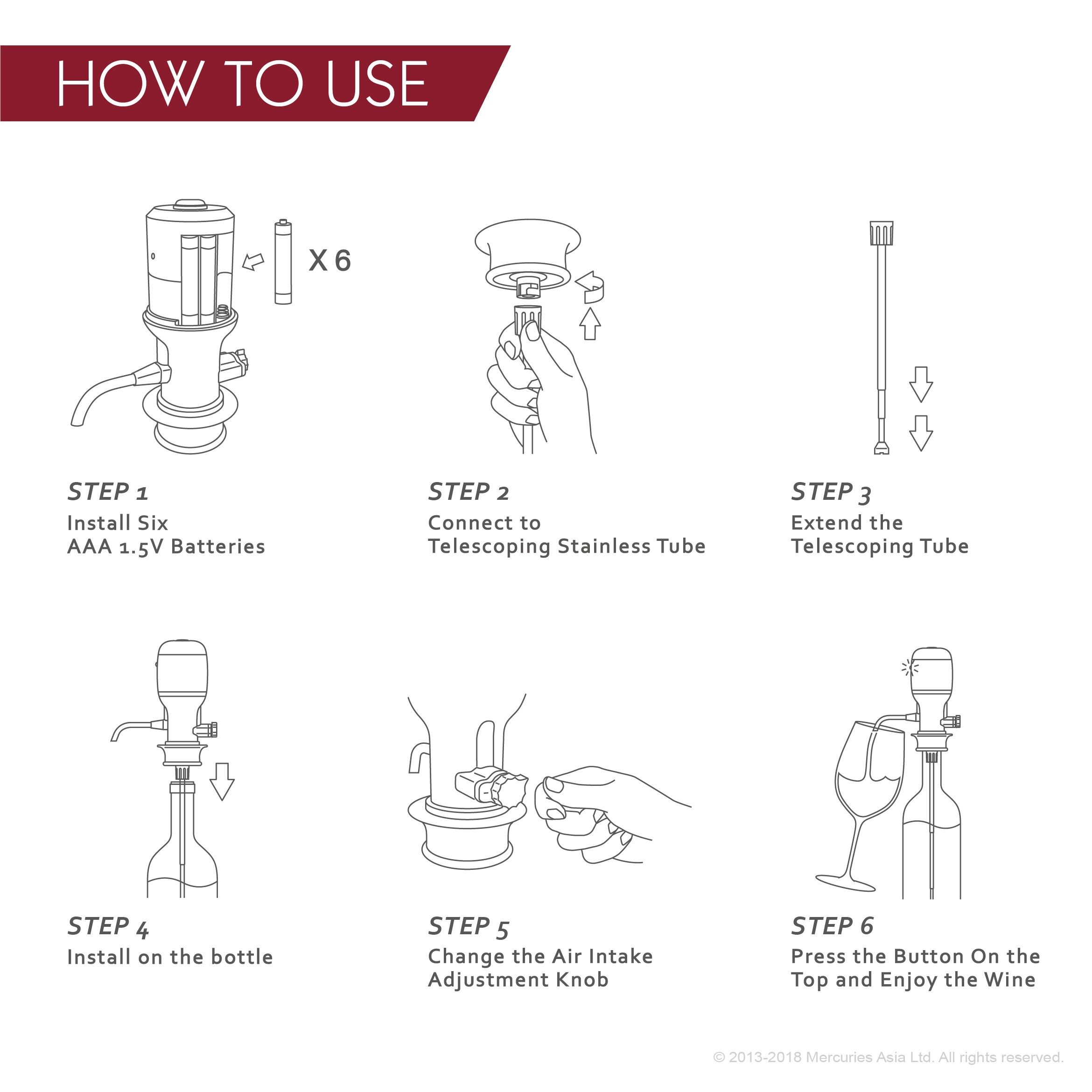 World's first "adjustable" Electric Wine Aerator/Dispener, Electronic Wine Decanter, Grey/Black, 0-180 minutes decanter, time-saving wine decanter, one-touch dispensing, no more wine dripping.