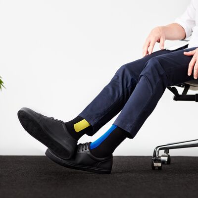 Bamboo Compression Socks - Blue Azure & Yellow Moss - S/M