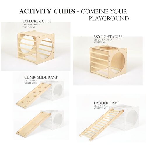 Activity Play Cubes Natural set of 4 - Explorer - NO Ramp