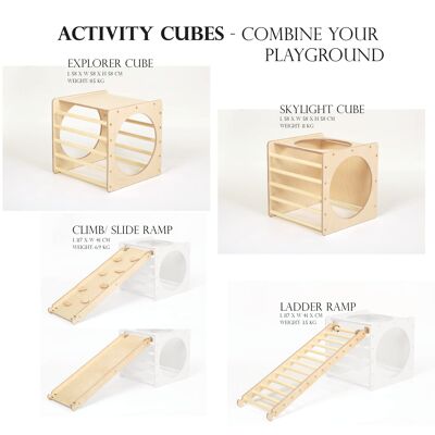 Activity Play Cubes Natural set of 4 - Explorer & Skylight - NO Ramp