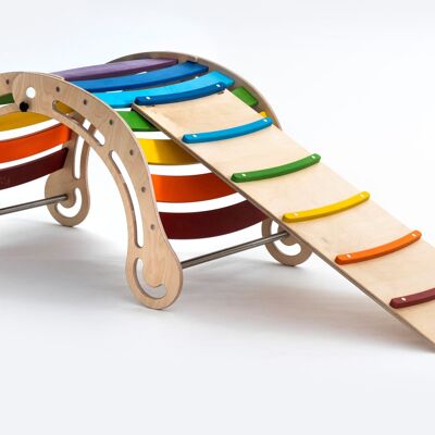 FOLDABLE XXL Rocker with RAMP in rainbow - YES with a ramp