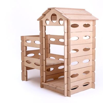 Construire et jouer à la maison de jeu en bois Montessori