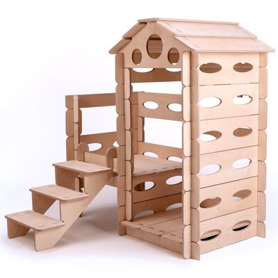 Construire et jouer à la maison de jeu en bois Montessori